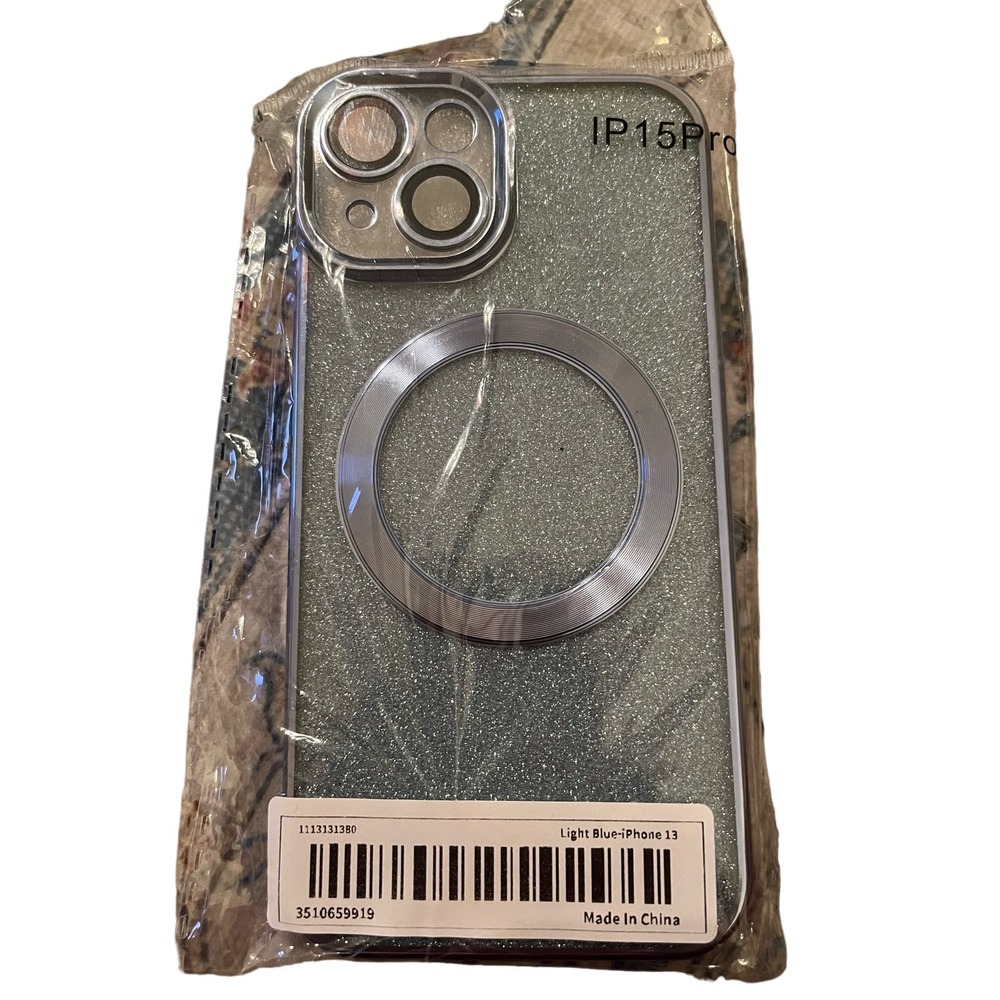 Blue Glitter IPhone 15 snap-on case